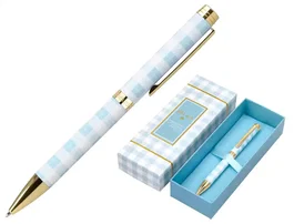 Belius Bolígrafo Perfect Picnic Day Aluminio Celeste Dorado Tinta Azul Caja Diseño