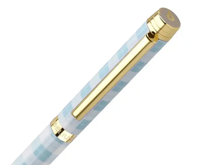 Belius Bolígrafo Perfect Picnic Day Aluminio Celeste Dorado Tinta Azul Caja Diseño
