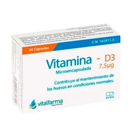 VITALFARMA Vitamina D3 7,5Mcg. (300Ui) 30Cap. Mantenimiento Huesos Sistema Inmunitario