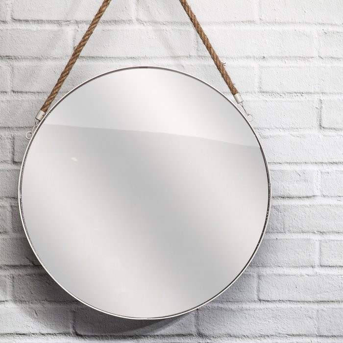Home Deco Factory Espejo con Cuerda Blanco 50 cm