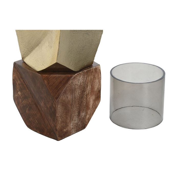 DKD Home Decor Portavelas de Aluminio, Mango y Cristal Dorado DKD Home Decor Portavelas de Aluminio, Mango y Cristal Dorado