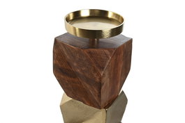 DKD Home Decor Portavela Dorado Marron 10 x 51.5 x 10 cm Aluminio Mango Cristal
