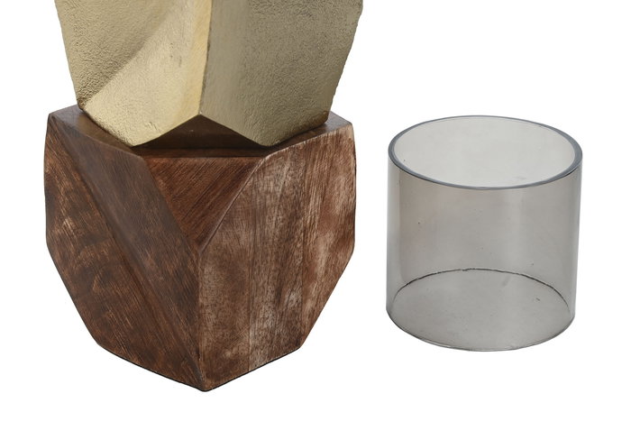 DKD Home Decor Portavela Dorado Marron 10 x 51.5 x 10 cm Aluminio Mango Cristal