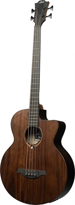 LAG Bajo Acústico Jumbo A/E Natural Satinado - Cuerpo de Brankowood y Eucalipto Ahumado, Electrónica Stage-LAG