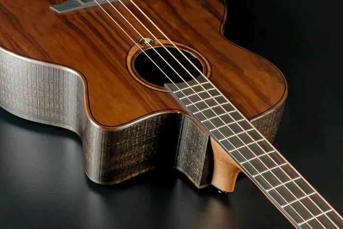 LAG Bajo Acústico Jumbo A/E Natural Satinado - Cuerpo de Brankowood y Eucalipto Ahumado, Electrónica Stage-LAG