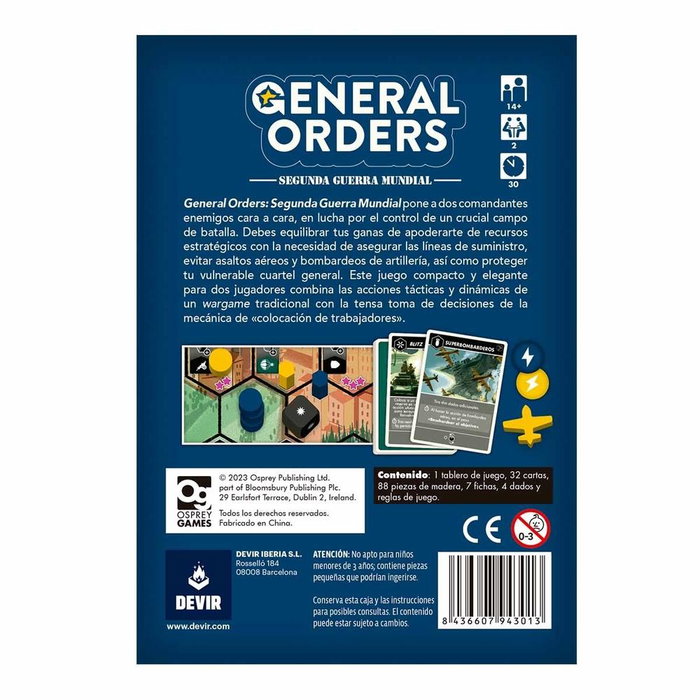 Devir General Orders - Juego de Mesa Estratégico Wargame Segunda Guerra Mundial para 2 Jugadores, 30 Minutos, Edad 14+, Castellano