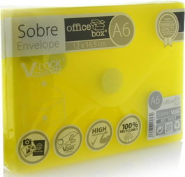FRAGA IMPORT, S.L. Sobre A6 V-LOCK con cierre de velcro, amarillo