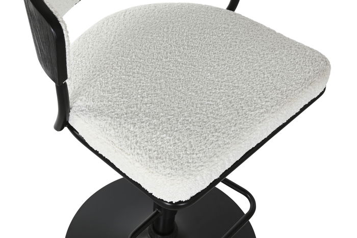 DKD Home Decor Taburete Moderno Blanco Metal Poliester Bucle 48 x 83.5 x 48.5 cm