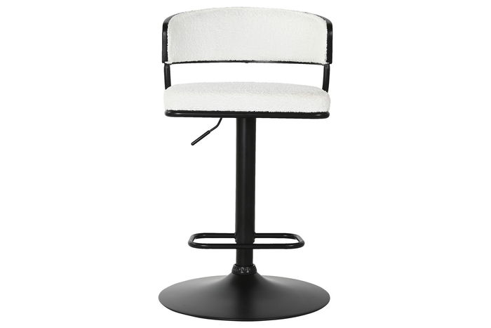 DKD Home Decor Taburete Moderno Blanco Metal Poliester Bucle 48 x 83.5 x 48.5 cm