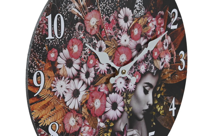 DKD Home Decor Reloj de Pared MDF Chica Flores Surtido de 3 DKD Home Decor Reloj de Pared MDF Chica Flores Surtido de 3