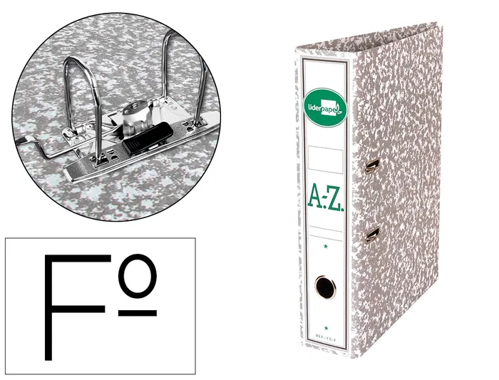 Liderpapel Archivador de Palanca Folio Classic Grey, Carton Entrecolado con Rado, Lomo 75mm, Compresor Metálico, Gris Liderpapel Archivador de Palanca Folio Classic Grey, Carton Entrecolado con Rado, Lomo 75mm, Compresor Metálico, Gris