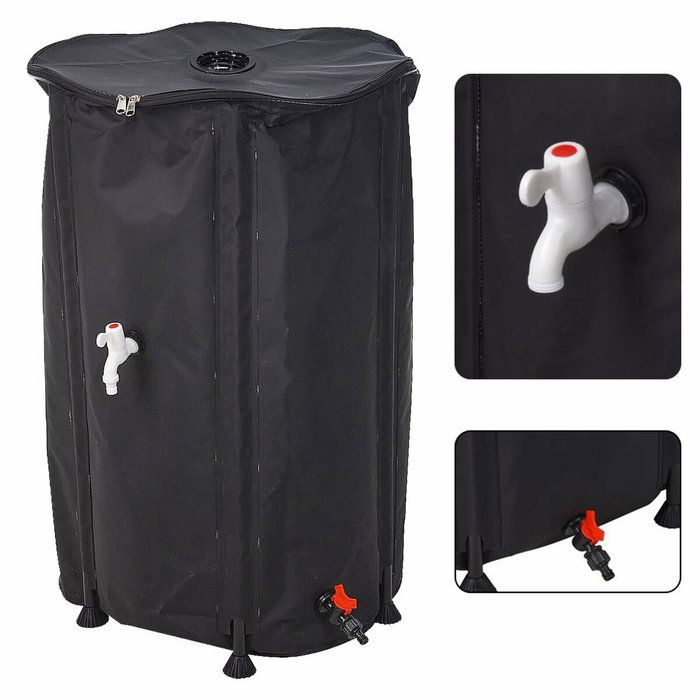 Ipae Progarden Depósito plegable recolector de agua de lluvia 250 l, ø60 x 90 cm