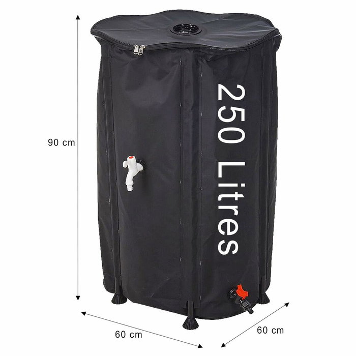 Ipae Progarden Depósito plegable recolector de agua de lluvia 250 l, ø60 x 90 cm