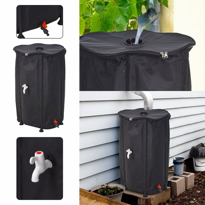 Ipae Progarden Depósito plegable recolector de agua de lluvia 250 l, ø60 x 90 cm