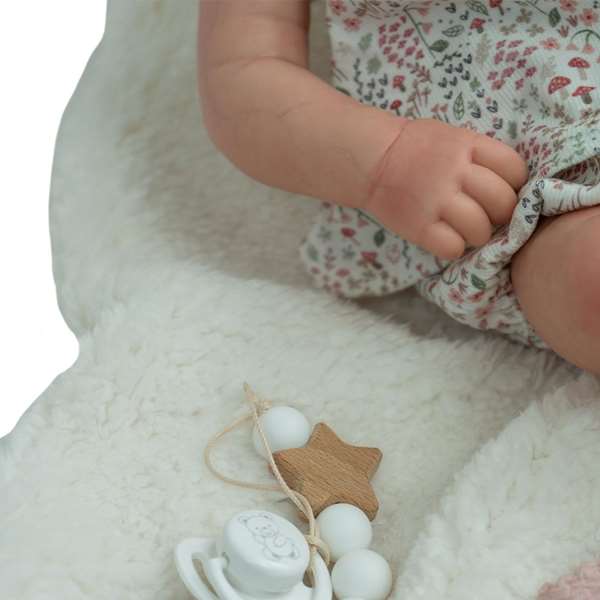 Muñecas Arias Muñeca reborn arias 45 cm leia rosa con manta, juguete de colección para niñas y adultos