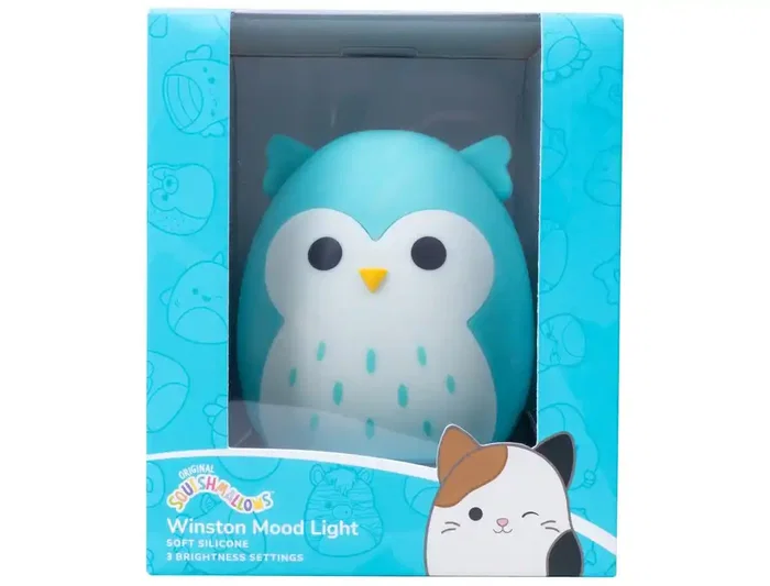 Wondee Lámpara Winston Squishmallow de Silicona, Luz Nocturna con 3 Niveles de Brillo, 11 cm