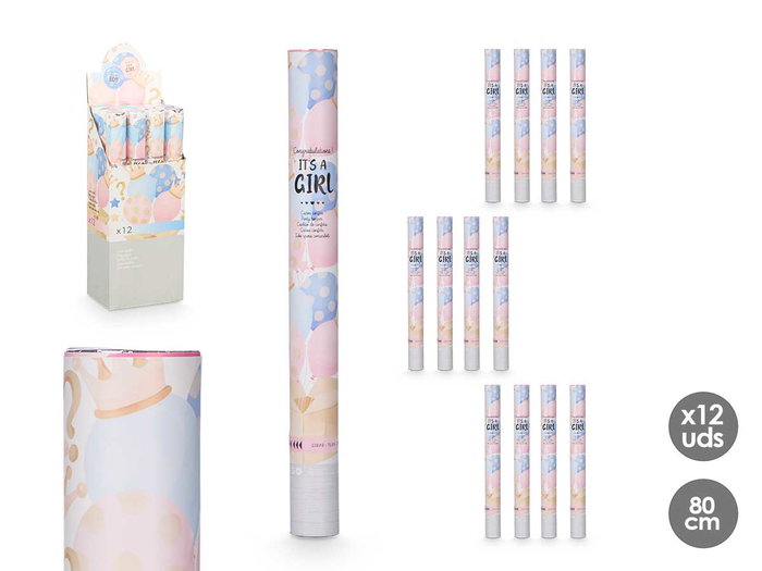 Arte Regal Cañón Confeti Rosa Azul 50 cm Papel Cartón Metal (Set de 48) Arte Regal Cañón Confeti Rosa Azul 50 cm Papel Cartón Metal (Set de 48)