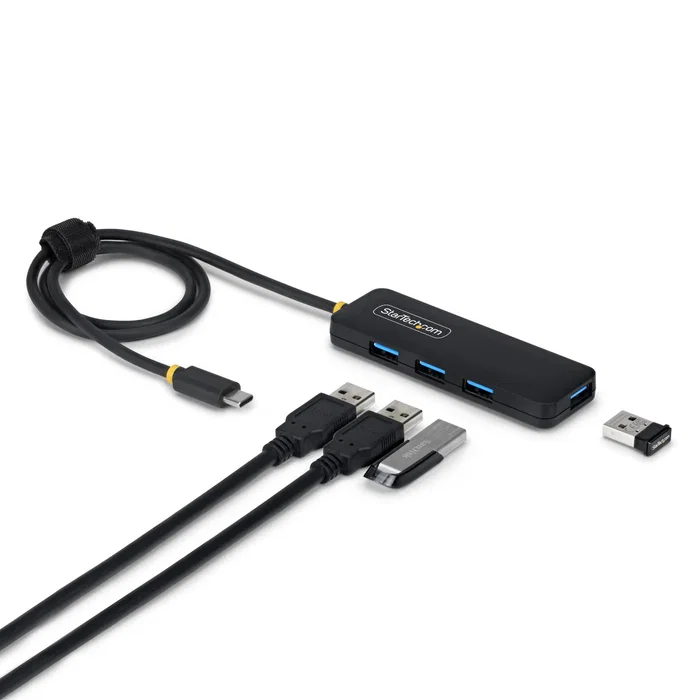 StarTech.com H5C4A-USB-HUB-2 Hub USB-C a 4 Puertos USB-A 5Gbps/3.0 | Alimentado por Bus | Plug and Play | Compacto | Negro | 61cm Cable | PCR