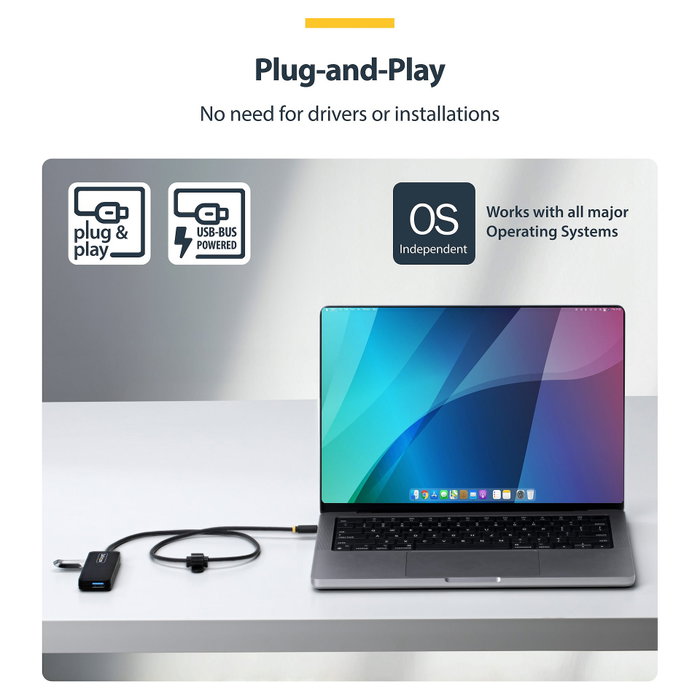 Startech Hub USB-C de 4 Puertos USB-A 5Gbps Alimentado por el Bus