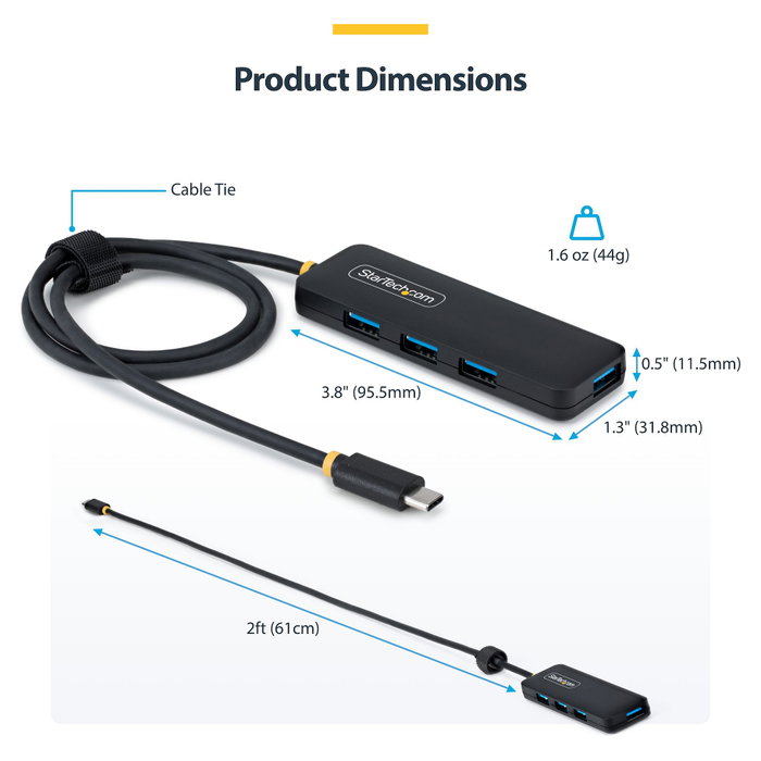 Startech Hub USB-C de 4 Puertos USB-A 5Gbps Alimentado por el Bus