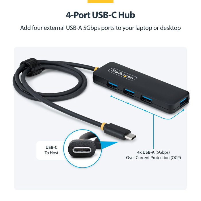 Hub usb-c de 4 puertos usb-a - 5gbps - alimentado por el bus Hub usb-c de 4 puertos usb-a - 5gbps - alimentado por el bus
