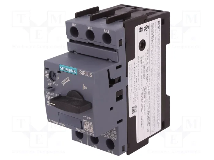 Siemens 3RV20110JA10 Interruptor de protección de motor S00 0,7-1A Class10 con conexión de tornillo Siemens 3RV20110JA10 Interruptor de protección de motor S00 0,7-1A Class10 con conexión de tornillo