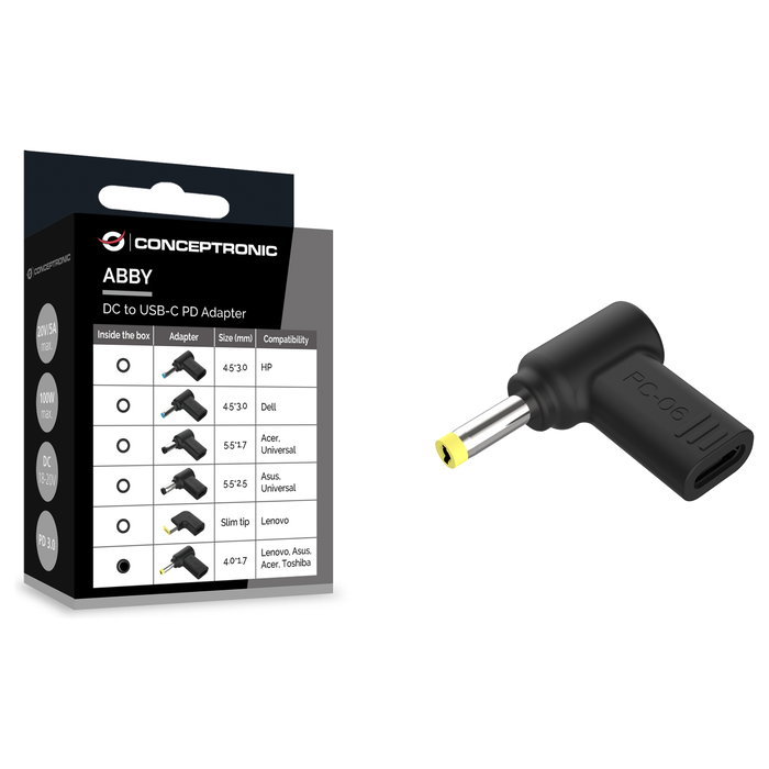 Conceptronic Adaptador USB-C a DC 4.0x1.7mm 18-20V para Toshiba