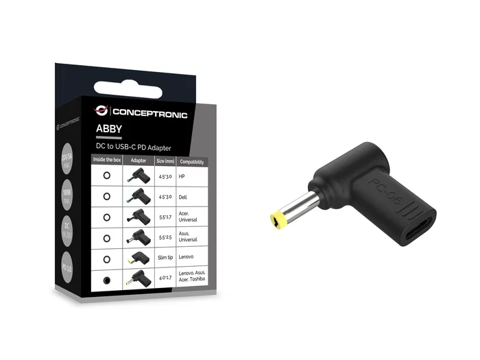 Conceptronic Adaptador USB-C a DC 4.0x1.7mm 18-20V ABBY15PC06
