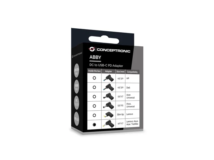 Conceptronic Adaptador USB-C a DC 4.0x1.7mm 18-20V ABBY15PC06