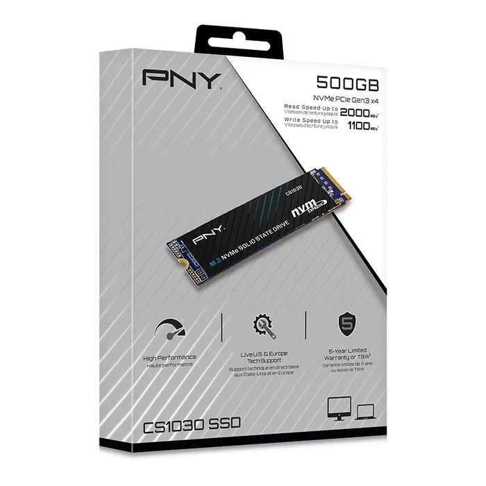 PNY CS1030 500 GB SSD M.2 NVMe PCIe 3.0 x4 3D NAND, para PC o Portátil
