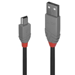 Lindy Cable USB 2.0 de 1 m USB A a Mini-USB B Negro, Gris