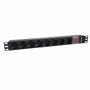 Phasak BNS 1520 Regleta 19 pulg. con interruptor, 8 tomas Schuko y cable de 3m, negro