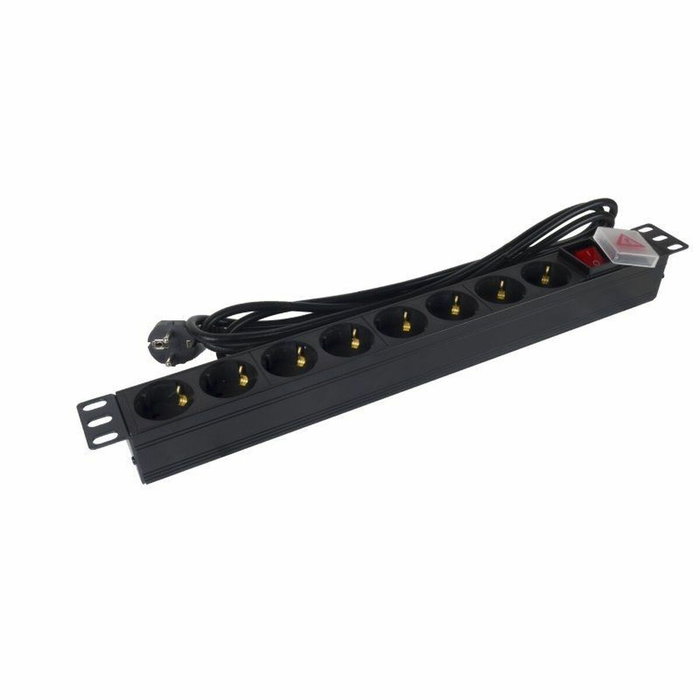 Phasak BNS 1520 Regleta 19 pulg. con interruptor, 8 tomas Schuko y cable de 3m, negro Phasak BNS 1520 Regleta 19 pulg. con interruptor, 8 tomas Schuko y cable de 3m, negro