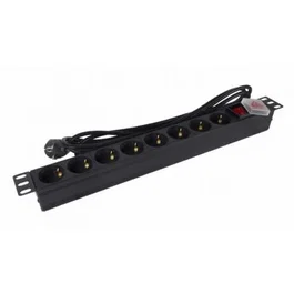 Phasak BNS 1520 Regleta con 8 Tomas de Corriente e Interruptor, Cable 3m, Negro