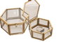 DKD Home Decor Joyero Moderno Dorado Latón y Cristal Set de 3 (4 Unidades) 7 x 4 x 7 cm