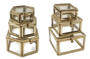 DKD Home Decor Joyero Moderno Dorado Latón y Cristal Set de 3 (4 Unidades) 7 x 4 x 7 cm
