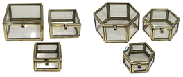 DKD Home Decor Joyero Moderno Dorado Latón y Cristal Set de 3 (4 Unidades) 7 x 4 x 7 cm