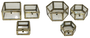 DKD Home Decor Joyero Moderno Dorado Latón y Cristal Set de 3 (4 Unidades) 7 x 4 x 7 cm