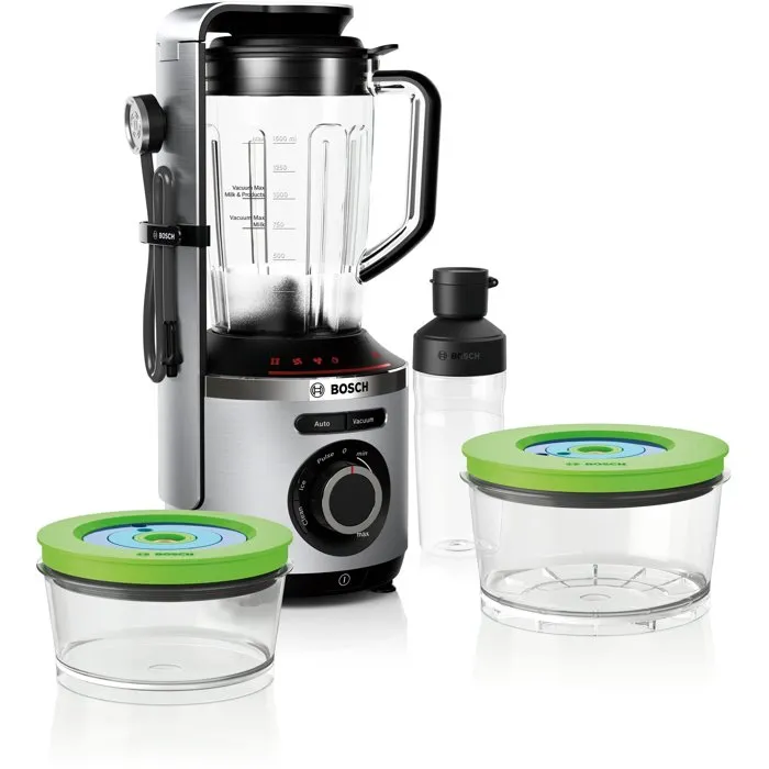 Bosch MMBV625M Licuadora de Vacío 2 en 1 VitaPower Serie 8 1000 W Acero Inoxidable Negro
