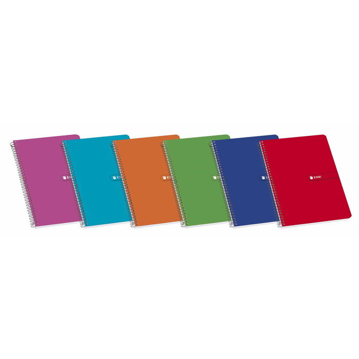 Enri Set de 10 Cuadernos Espiral Folio 80H 60gr Pauta 3 con Margen Tapa Blanda Surtidos
