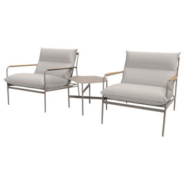 Envy Juego de Jardín Madison 2 Butacas con Cojín Olefin Desenfundable y Mesa Auxiliar para Exterior - Silla 69x84x69 cm, Mesa Ø45x42 cm