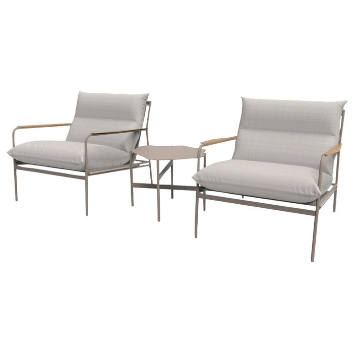 Envy Juego de Jardín Madison 2 Butacas con Cojín Olefin Desenfundable y Mesa Auxiliar para Exterior - Silla 69x84x69 cm, Mesa Ø45x42 cm