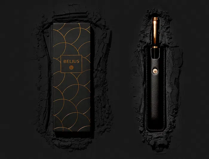 Belius Passion d'or Bolígrafo y Estuche de Aluminio Negro y Dorado con Tinta Azul