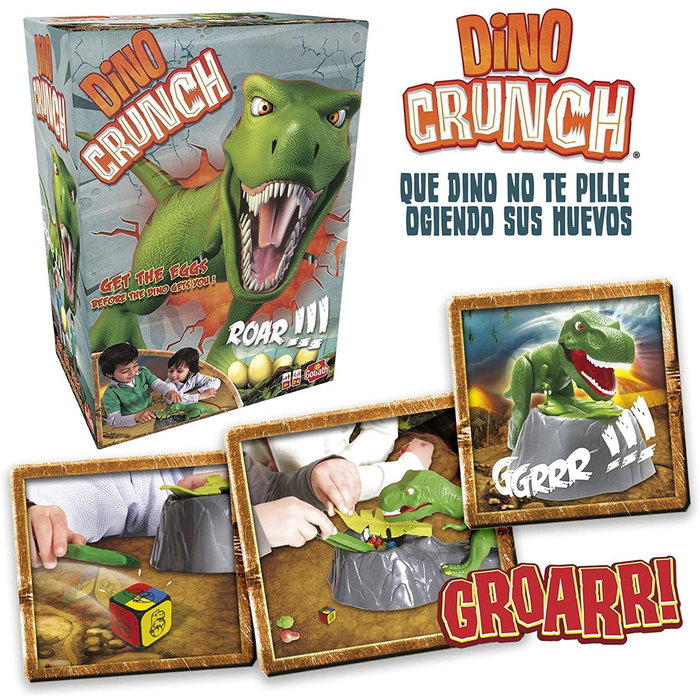 Goliath Juego de Mesa Dino Crunch con Dinosaurio T-Rex y Huevos de Colores, Juguete Educativo para Niños de 4 Años o Más, PEGI 4