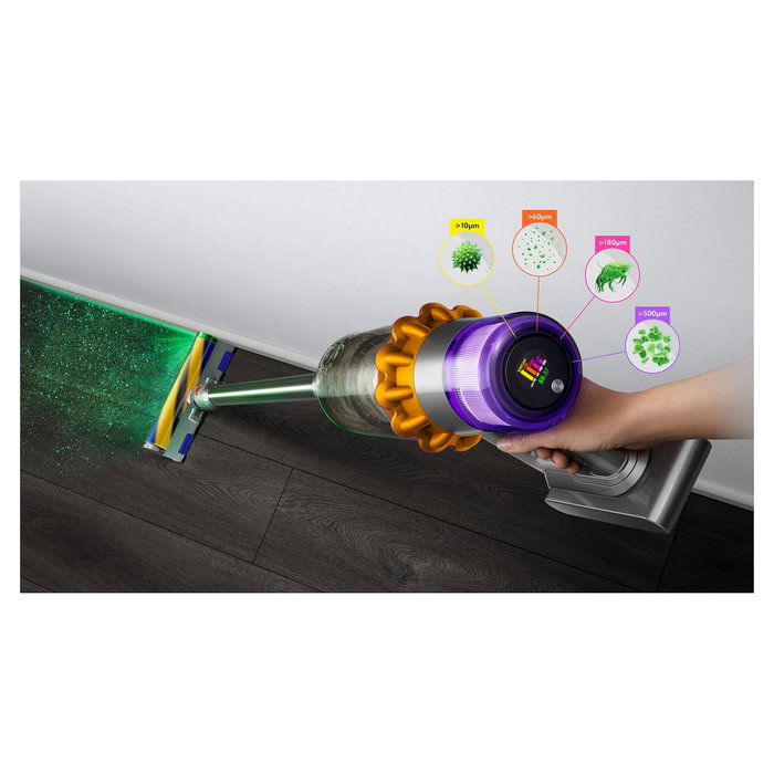 Dyson V15 Detect Absolute Aspiradora Escoba Ciclónica Potente 240 AW con Pantalla y Cepillo LED