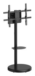 AISENS - SOPORTE DE SUELO CON RUEDA, BANDEJA PARA DVD PARA MONITOR/TV 50KG DE 37-86, NEGRO