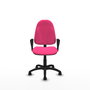 Silla de oficina Algarra con mecanismo Contacto permanente básico tapizada con Similpiel color Rosa. Equipada con Base poliamida negra, Brazos fijos y Ruedas de nailon 50 mm