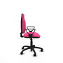 Silla de oficina Algarra con mecanismo Contacto permanente básico tapizada con Similpiel color Rosa. Equipada con Base poliamida negra, Brazos fijos y Ruedas de nailon 50 mm