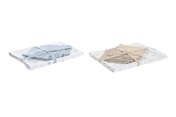 DKD Home Decor Mantel Atlantico Stella Maris Azul Blanco Polyester Algodon 250 x 150 cm Set 9 Piezas (2 Unidades)
