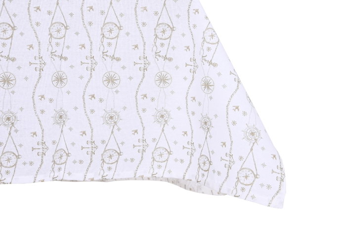DKD Home Decor Mantel Atlantico Stella Maris Azul Blanco Polyester Algodon 250 x 150 cm Set 9 Piezas (2 Unidades)